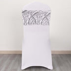 5 Pack Chair Sash Bands with Wave Embroidered Sequins Silver - Bell Racket Store