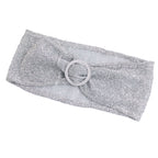 5 Pack Chair Sashes Shimmer Tinsel Spandex 5"x12" with Silver Rhinestone Buckles Silver - Stylish Decor for Weddings - Bell Racket Store
