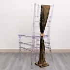 5 Pack Chair Sashes Shiny Foil Polyester 6"x108" Black/Gold - Stylish Disco Mirror Ball Event Decor - Bell Racket Store