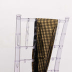 5 Pack Chair Sashes Shiny Foil Polyester 6"x108" Black/Gold - Stylish Disco Mirror Ball Event Decor - Bell Racket Store