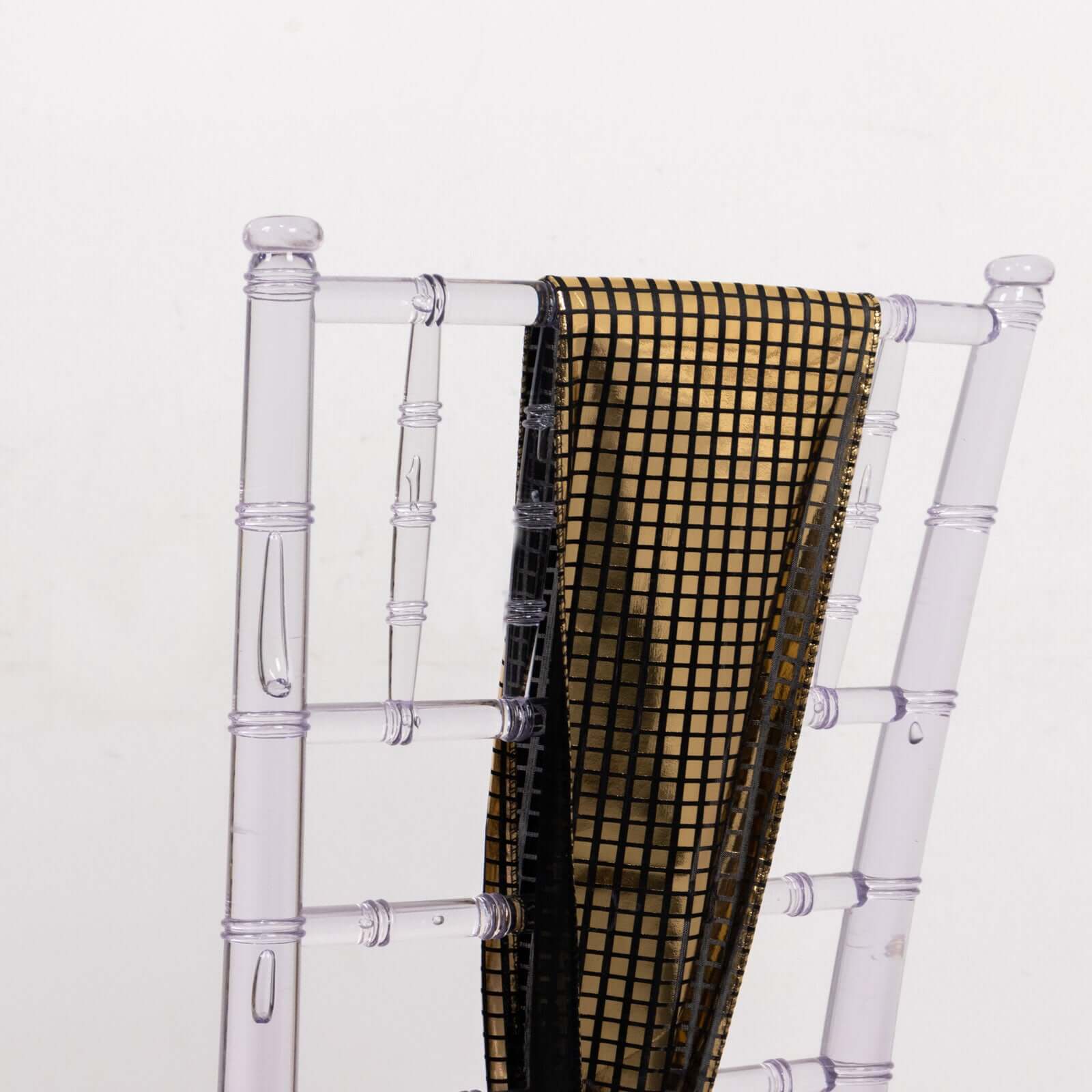 5 Pack Chair Sashes Shiny Foil Polyester 6"x108" Black/Gold - Stylish Disco Mirror Ball Event Decor - Bell Racket Store