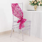 5 Pack Chair Sashes with Wave Embroidered Sequins Fuchsia/Silver 6"x88" - Bell Racket Store