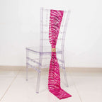 5 Pack Chair Sashes with Wave Embroidered Sequins Fuchsia/Silver 6"x88" - Bell Racket Store