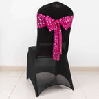 5 Pack Chair Sashes with Wave Embroidered Sequins Fuchsia/Silver 6"x88" - Bell Racket Store