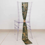 5 Pack Chair Sashes with Wave Embroidered Sequins Hunter Emerald Green/Gold 6"x88" - Bell Racket Store