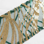 5 Pack Chair Sashes with Wave Embroidered Sequins Hunter Emerald Green/Gold 6"x88" - Bell Racket Store