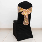 5 Pack Chair Sashes with Wave Embroidered Sequins Rose Gold/Gold 6"x88" - Bell Racket Store