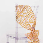 5 Pack Chair Sashes with Wave Embroidered Sequins Rose Gold/Gold 6"x88" - Bell Racket Store