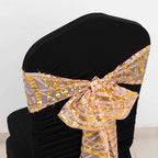 5 Pack Chair Sashes with Wave Embroidered Sequins Rose Gold/Gold 6"x88" - Bell Racket Store
