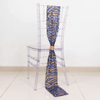 5 Pack Chair Sashes with Wave Embroidered Sequins Royal Blue/Gold 6"x88" - Bell Racket Store