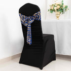 5 Pack Chair Sashes with Wave Embroidered Sequins Royal Blue/Gold 6"x88" - Bell Racket Store