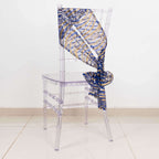 5 Pack Chair Sashes with Wave Embroidered Sequins Royal Blue/Gold 6"x88" - Bell Racket Store