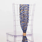 5 Pack Chair Sashes with Wave Embroidered Sequins Royal Blue/Gold 6"x88" - Bell Racket Store
