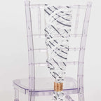 5 Pack Chair Sashes with Wave Embroidered Sequins White/Black 6"x88" - Stylish Glittering Decor for Weddings - Bell Racket Store