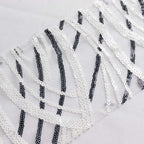 5 Pack Chair Sashes with Wave Embroidered Sequins White/Black 6"x88" - Stylish Glittering Decor for Weddings - Bell Racket Store