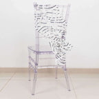 5 Pack Chair Sashes with Wave Embroidered Sequins White/Black 6"x88" - Stylish Glittering Decor for Weddings - Bell Racket Store
