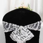 5 Pack Chair Sashes with Wave Embroidered Sequins White/Black 6"x88" - Stylish Glittering Decor for Weddings - Bell Racket Store