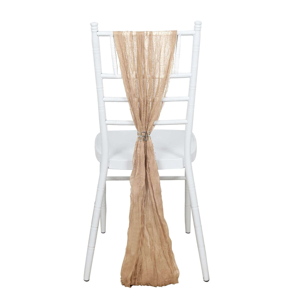 5 Pack Cheesecloth Gauze 16"x88" Chair Sashes Beige - Boho Chair Decorations - Bell Racket Store