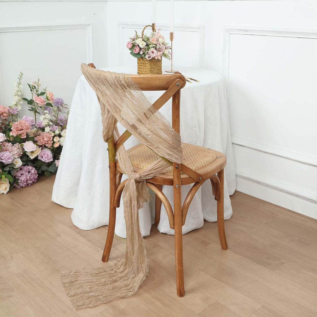 5 Pack Cheesecloth Gauze 16"x88" Chair Sashes Beige - Boho Chair Decorations - Bell Racket Store