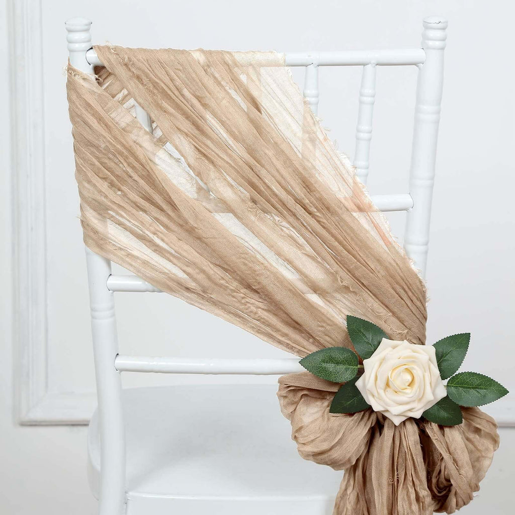 5 Pack Cheesecloth Gauze 16"x88" Chair Sashes Beige - Boho Chair Decorations - Bell Racket Store