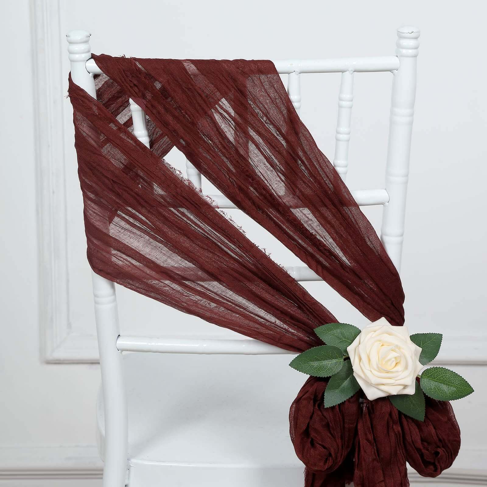 5 Pack Cheesecloth Gauze 16"x88" Chair Sashes Burgundy - Boho Chair Decorations - Bell Racket Store