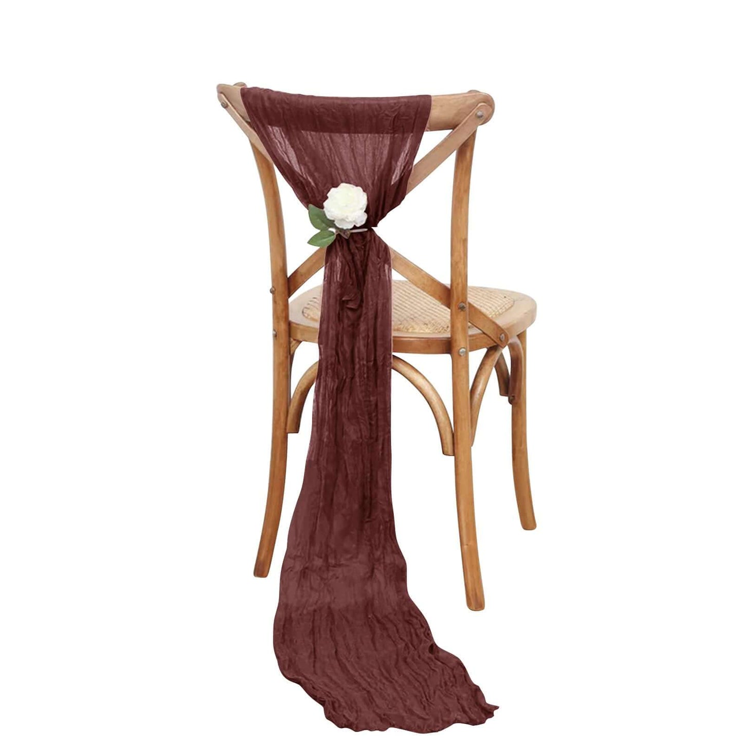 5 Pack Cheesecloth Gauze 16"x88" Chair Sashes Burgundy - Boho Chair Decorations - Bell Racket Store