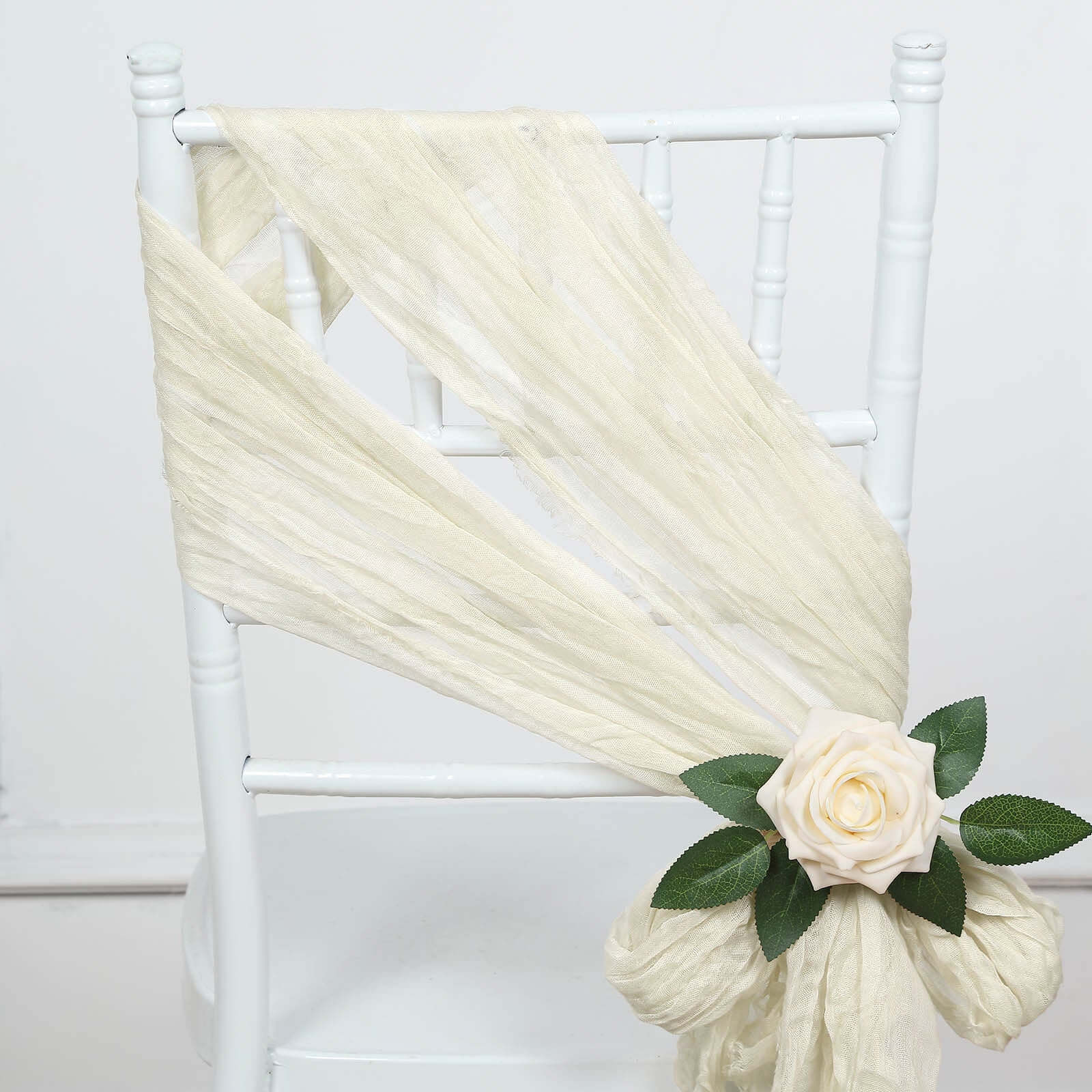 5 Pack Cheesecloth Gauze 16"x88" Chair Sashes Cream - Boho Chair Decorations - Bell Racket Store