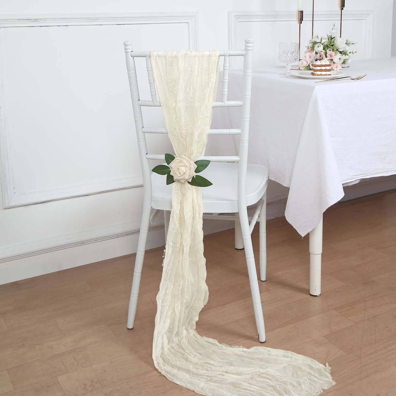 5 Pack Cheesecloth Gauze 16"x88" Chair Sashes Cream - Boho Chair Decorations - Bell Racket Store
