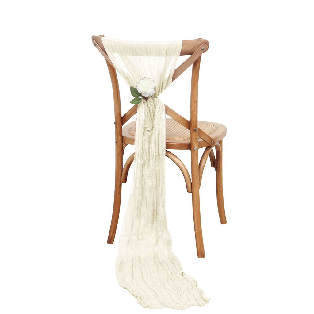 5 Pack Cheesecloth Gauze 16"x88" Chair Sashes Cream - Boho Chair Decorations - Bell Racket Store