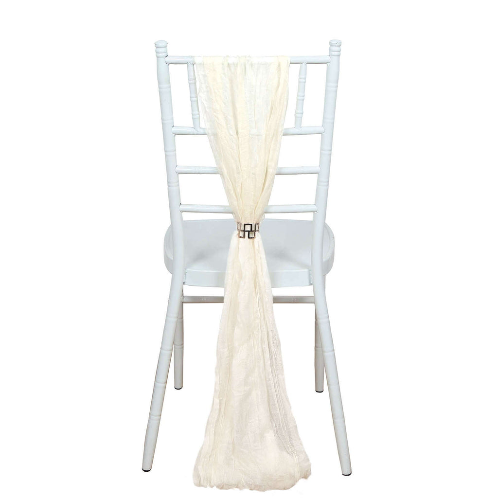 5 Pack Cheesecloth Gauze 16"x88" Chair Sashes Cream - Boho Chair Decorations - Bell Racket Store
