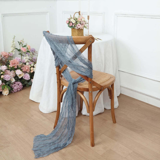 5 Pack Cheesecloth Gauze 16"x88" Chair Sashes Dusty Blue - Boho Chair Decorations - Bell Racket Store