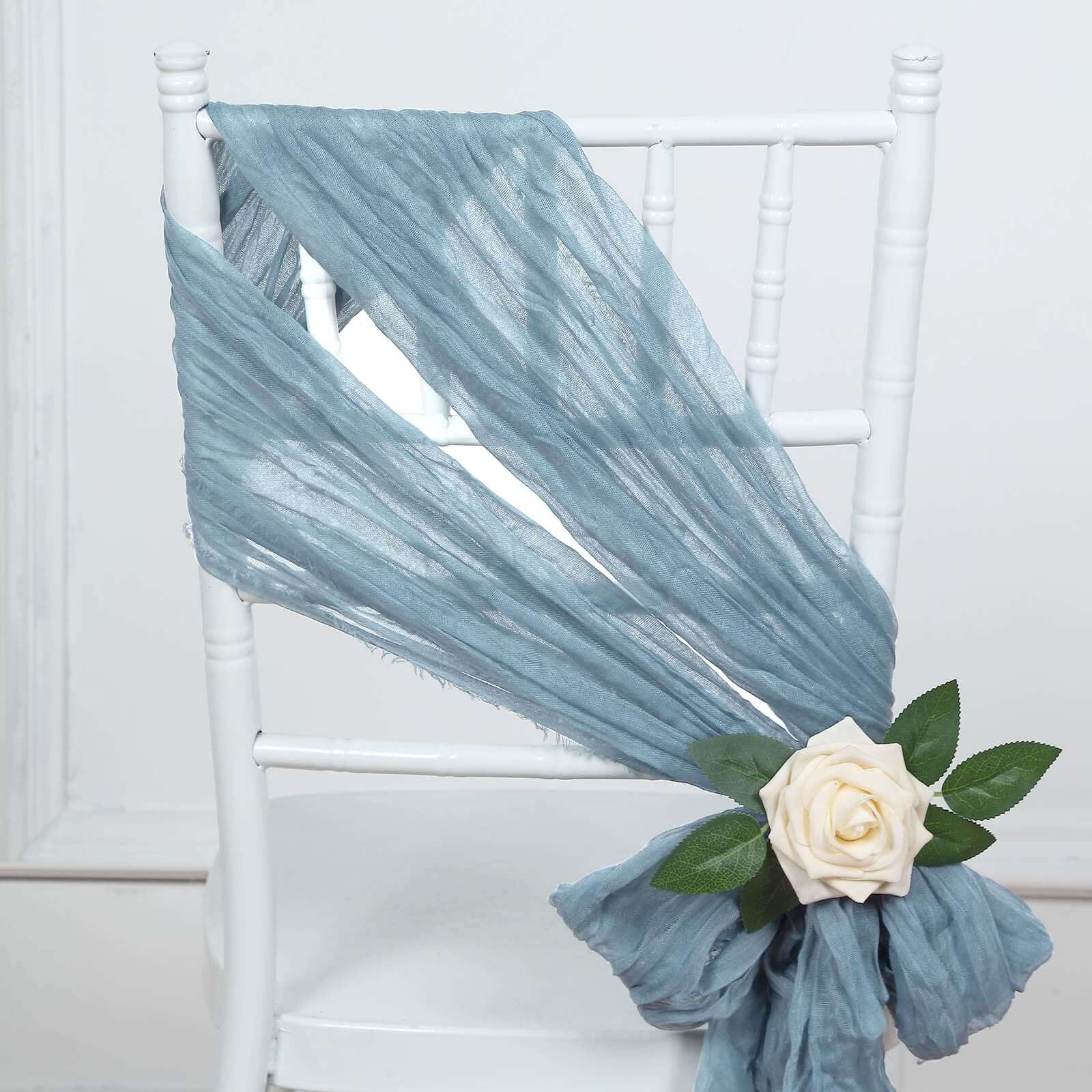 5 Pack Cheesecloth Gauze 16"x88" Chair Sashes Dusty Blue - Boho Chair Decorations - Bell Racket Store