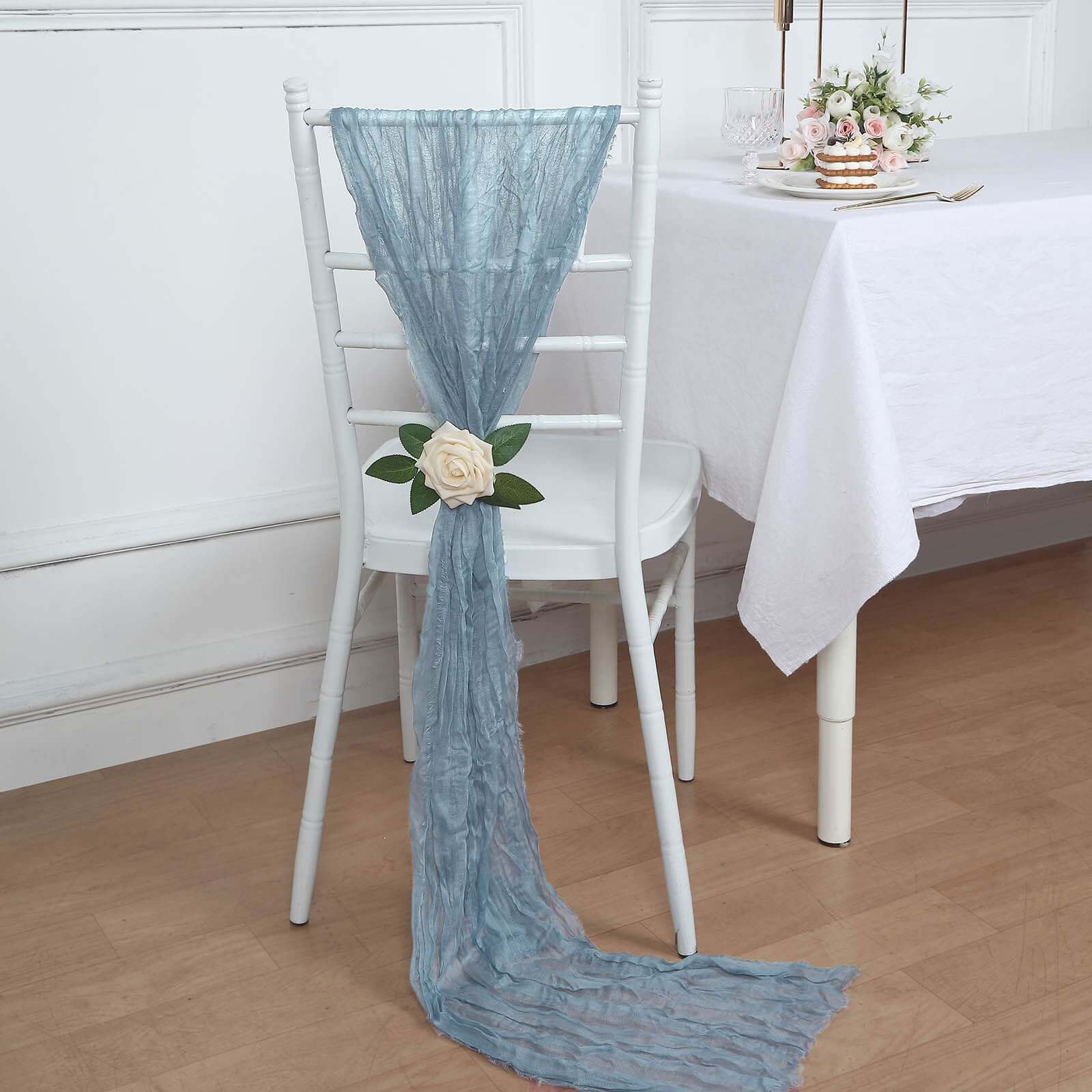 5 Pack Cheesecloth Gauze 16"x88" Chair Sashes Dusty Blue - Boho Chair Decorations - Bell Racket Store