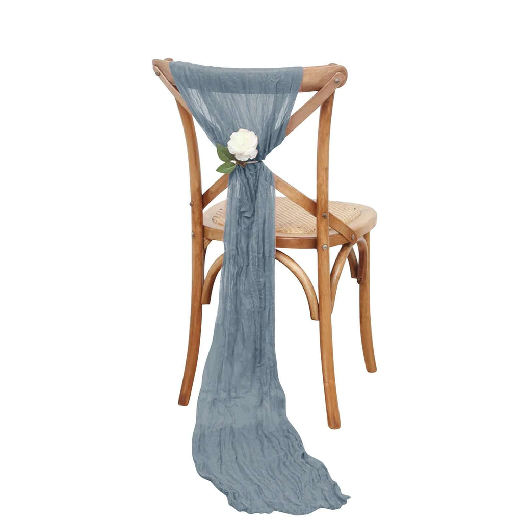 5 Pack Cheesecloth Gauze 16"x88" Chair Sashes Dusty Blue - Boho Chair Decorations - Bell Racket Store