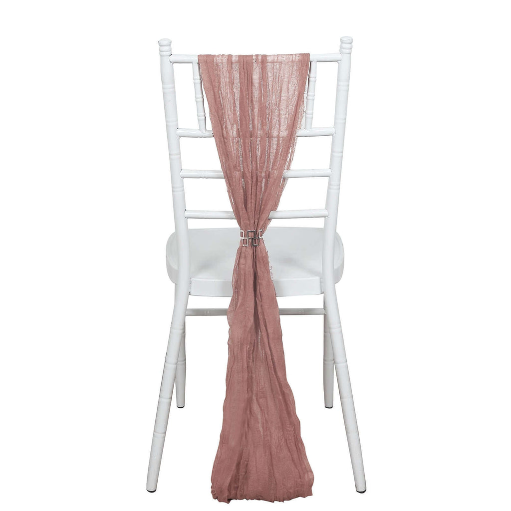 5 Pack Cheesecloth Gauze 16"x88" Chair Sashes Dusty Rose - Stylish Boho Decor for Weddings & Gatherings - Bell Racket Store