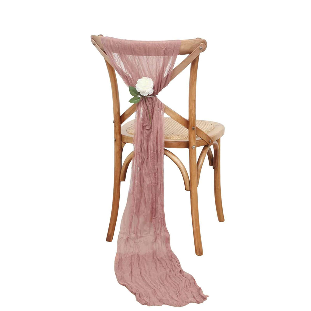 5 Pack Cheesecloth Gauze 16"x88" Chair Sashes Dusty Rose - Stylish Boho Decor for Weddings & Gatherings - Bell Racket Store