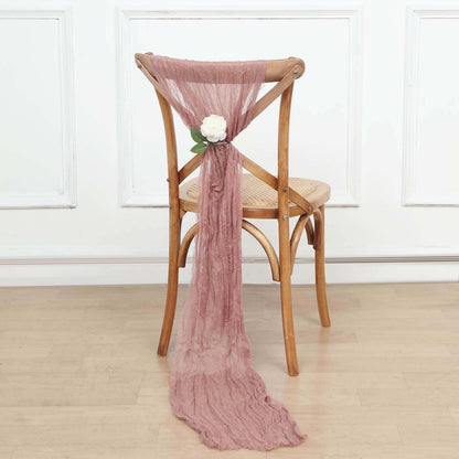 5 Pack Cheesecloth Gauze 16"x88" Chair Sashes Dusty Rose - Stylish Boho Decor for Weddings & Gatherings - Bell Racket Store