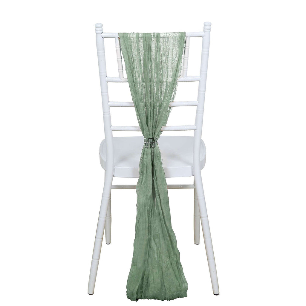 5 Pack Cheesecloth Gauze 16"x88" Chair Sashes Dusty Sage Green - Boho Chair Decorations - Bell Racket Store