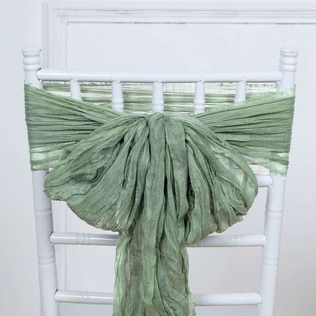 5 Pack Cheesecloth Gauze 16"x88" Chair Sashes Dusty Sage Green - Boho Chair Decorations - Bell Racket Store