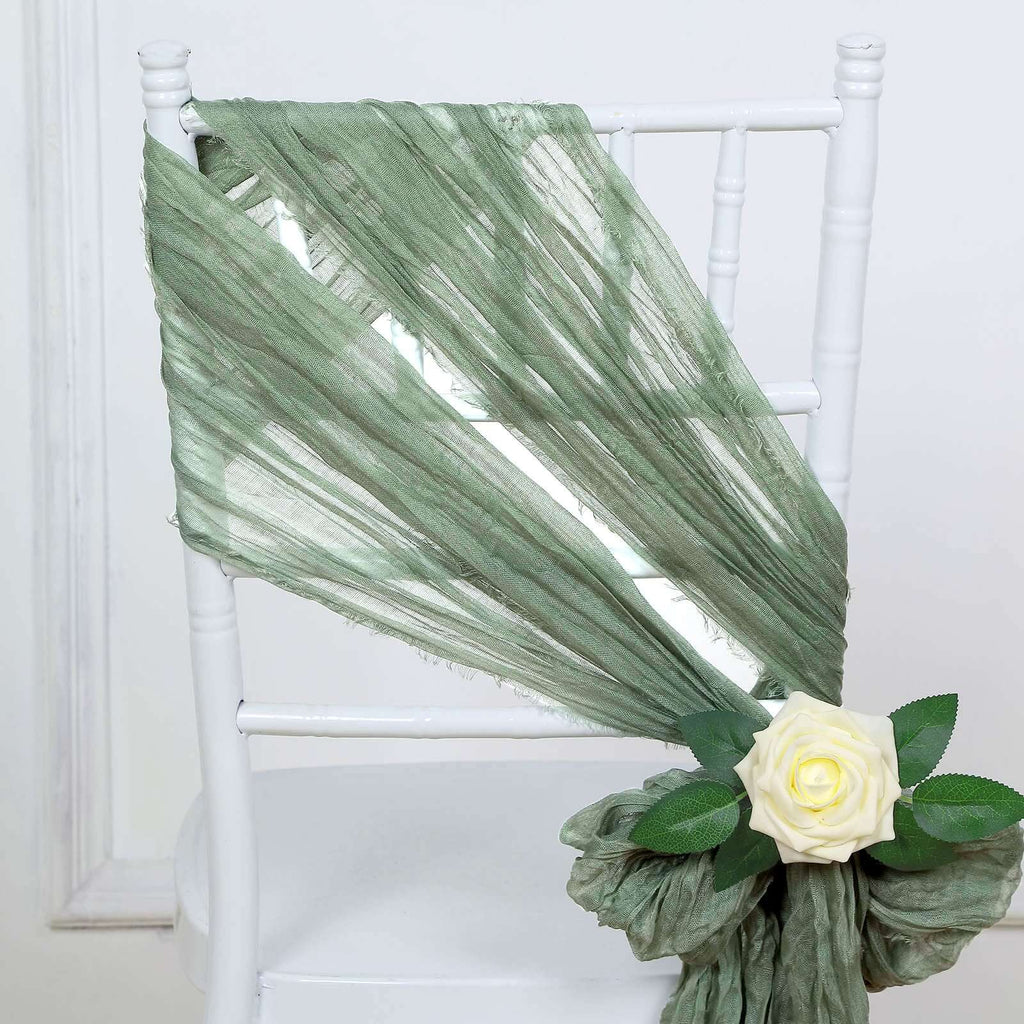 5 Pack Cheesecloth Gauze 16"x88" Chair Sashes Dusty Sage Green - Boho Chair Decorations - Bell Racket Store