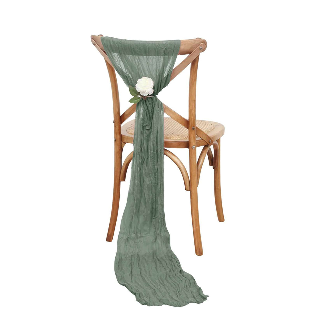 5 Pack Cheesecloth Gauze 16"x88" Chair Sashes Dusty Sage Green - Boho Chair Decorations - Bell Racket Store