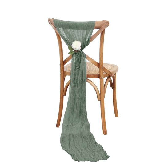 5 Pack Cheesecloth Gauze 16"x88" Chair Sashes Dusty Sage Green - Boho Chair Decorations - Bell Racket Store