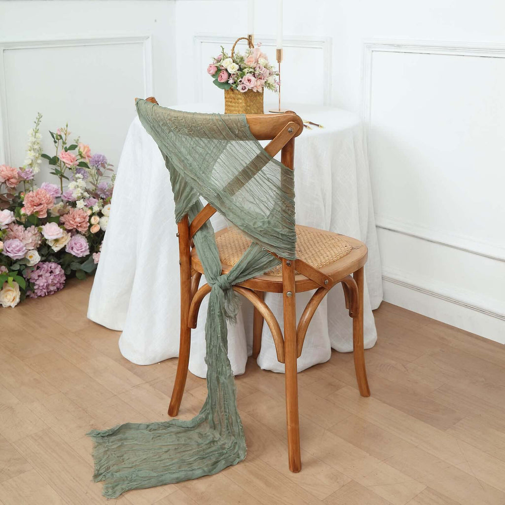 5 Pack Cheesecloth Gauze 16"x88" Chair Sashes Dusty Sage Green - Boho Chair Decorations - Bell Racket Store