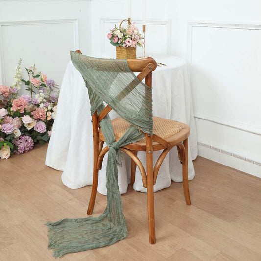 5 Pack Cheesecloth Gauze 16"x88" Chair Sashes Dusty Sage Green - Boho Chair Decorations - Bell Racket Store