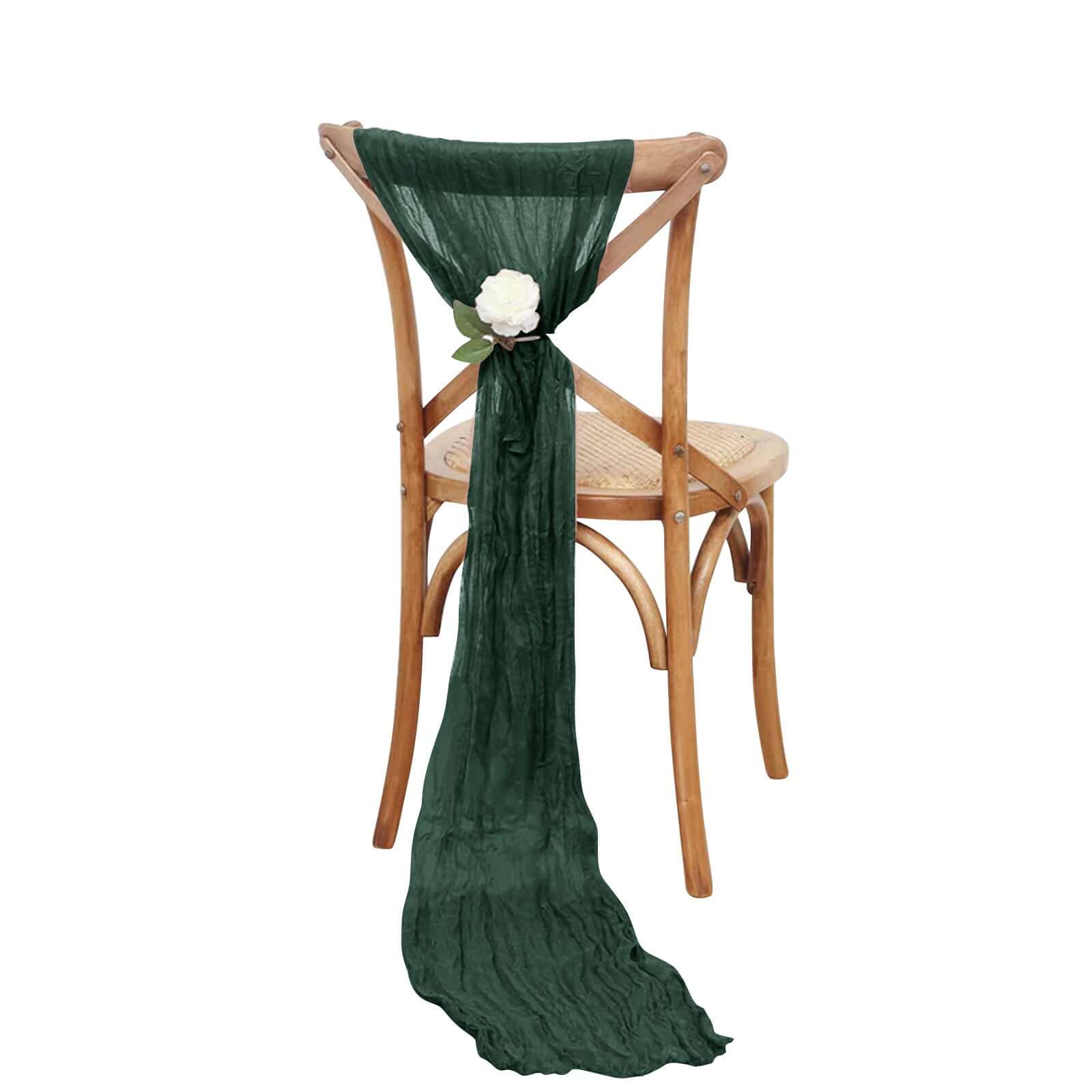 5 Pack Cheesecloth Gauze 16"x88" Chair Sashes Hunter Emerald Green - Boho Chair Decorations - Bell Racket Store