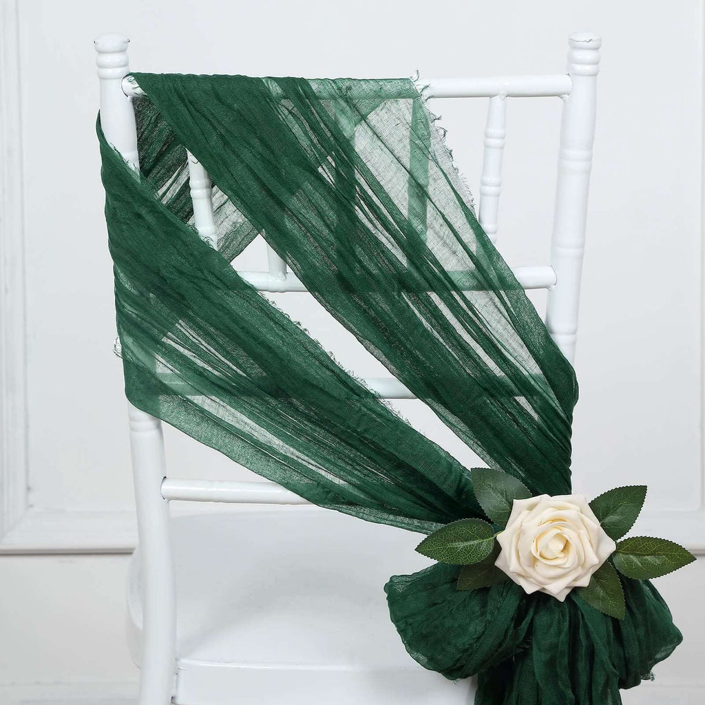 5 Pack Cheesecloth Gauze 16"x88" Chair Sashes Hunter Emerald Green - Boho Chair Decorations - Bell Racket Store