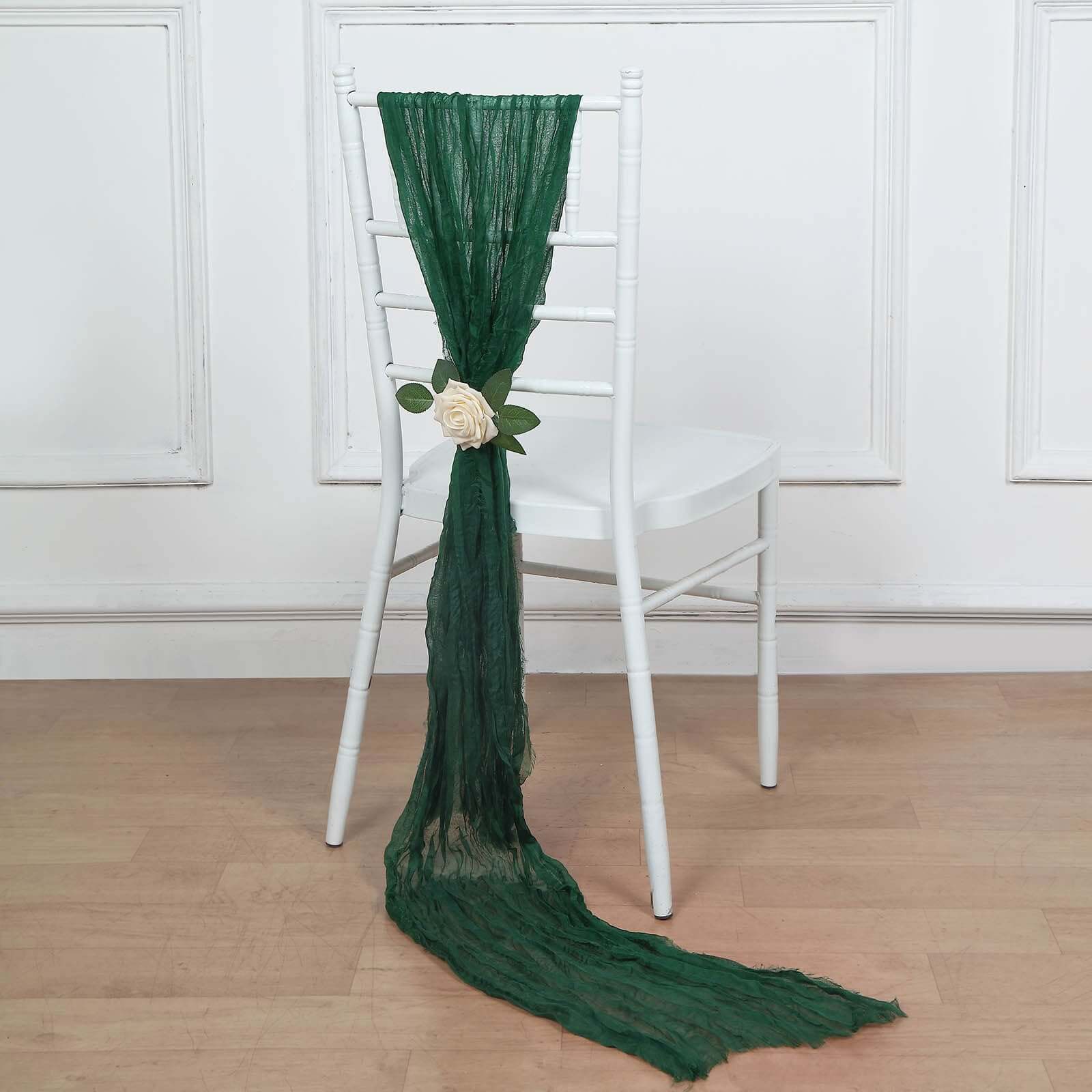 5 Pack Cheesecloth Gauze 16"x88" Chair Sashes Hunter Emerald Green - Boho Chair Decorations - Bell Racket Store