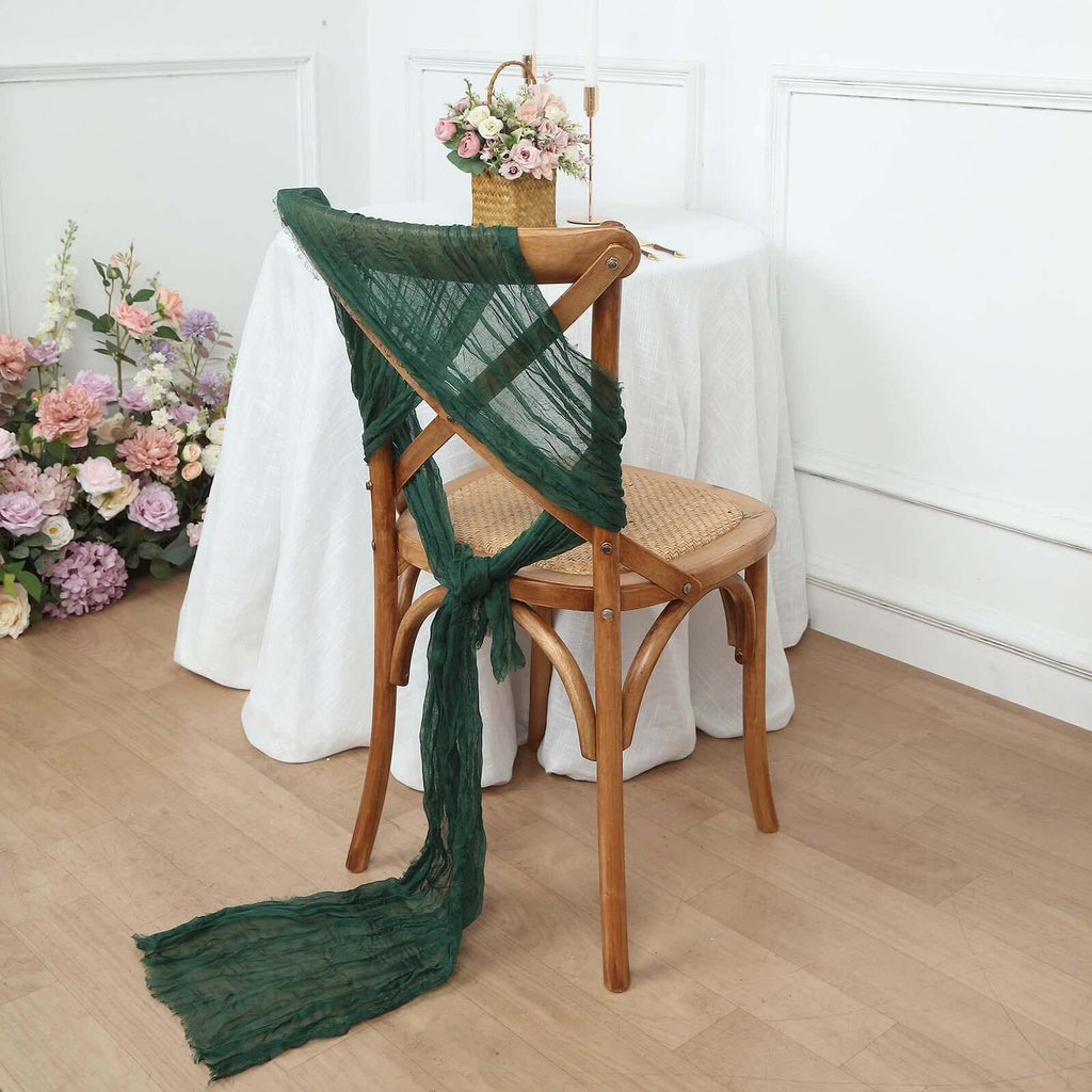 5 Pack Cheesecloth Gauze 16"x88" Chair Sashes Hunter Emerald Green - Boho Chair Decorations - Bell Racket Store