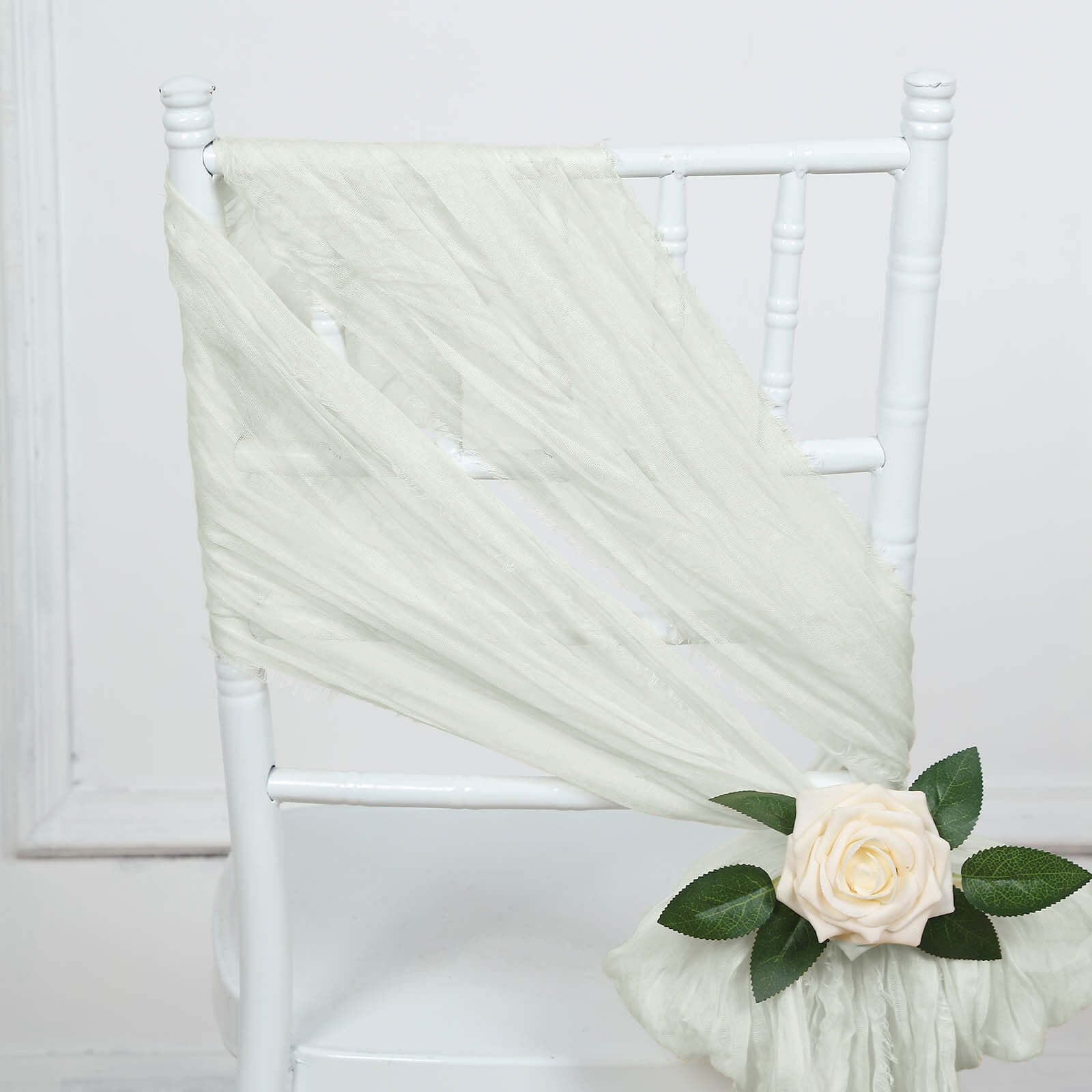 5 Pack Cheesecloth Gauze 16"x88" Chair Sashes Ivory - Stylish Boho Decor for Weddings & Gatherings - Bell Racket Store