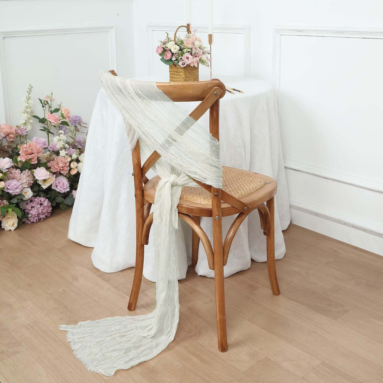 5 Pack Cheesecloth Gauze 16"x88" Chair Sashes Ivory - Stylish Boho Decor for Weddings & Gatherings - Bell Racket Store